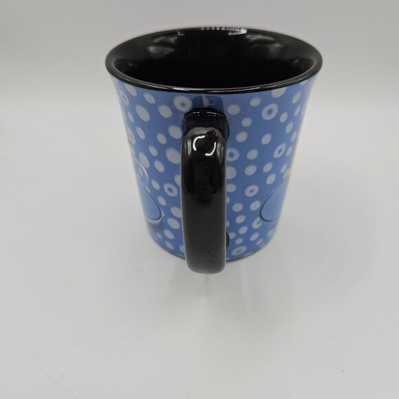 Keith Kimberlin Retro Blue Polka Dot Yellow Labrador Puppy Dog Coffee Tea Mug - Picture 2 of 11